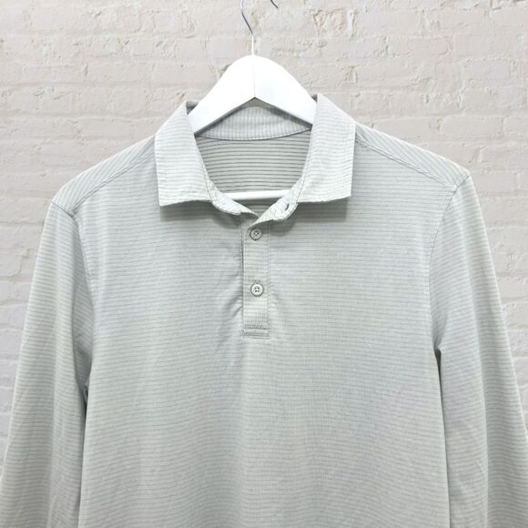 Lululemon Evolution Polo Light Gray Stripe No Size Tag Fits Small - Picture 5 of 15